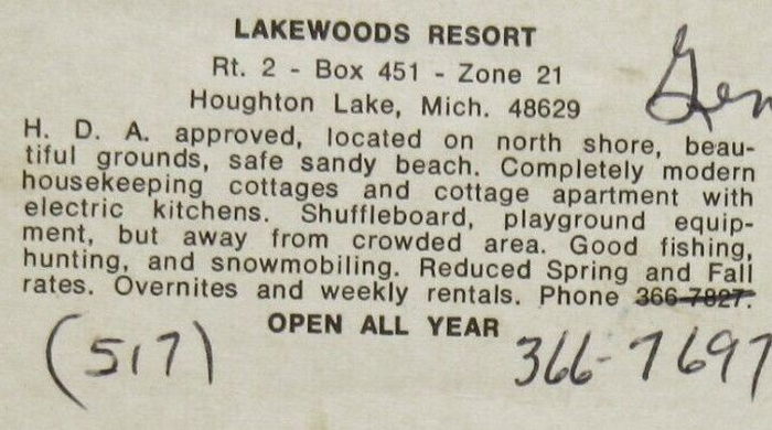 Foughts Resort (Lakewoods Resort) - Vintage Postcard (newer photo)